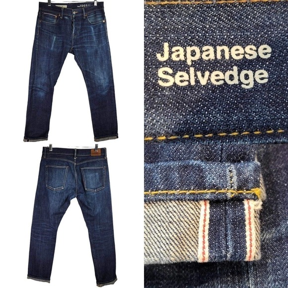 Gap 1969 Japanese Selvedge Jeans Straight Leg Slim Fit Button Fly Mens 31x30 Far - Picture 1 of 16